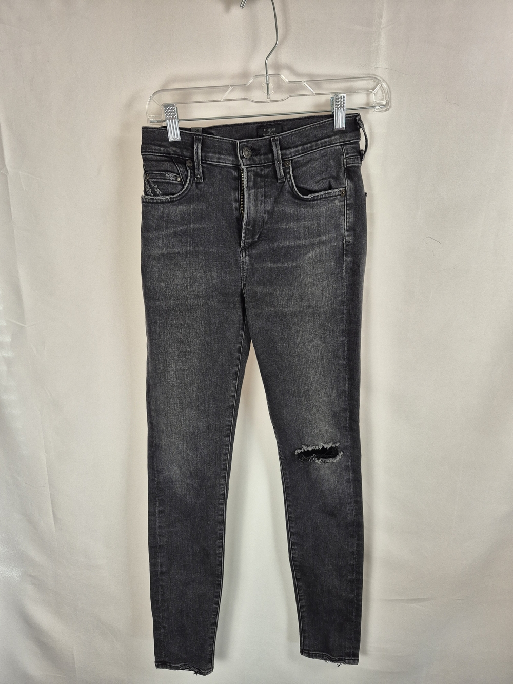 Citizens Of Humanity Black Skinny Jeans with Knee Distress Size 25